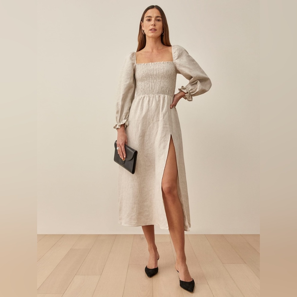 Reformation Gitane Linen Dress in Oatmeal Size XS